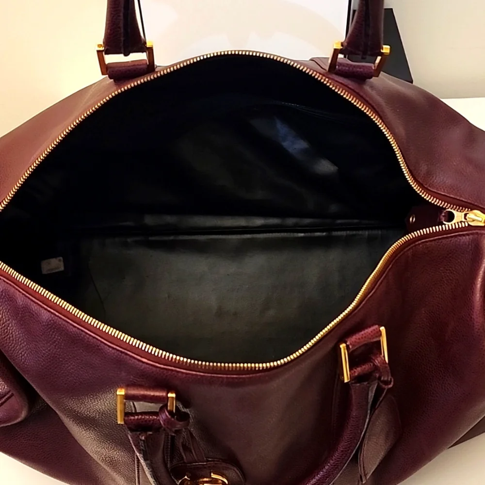 Rare! Chanel CC Caviar Leather Duffel Travel Gym Bag Burgundy ENTRUPY COA - Picture 13 of 16